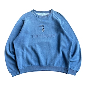 Vintage 90s Trussardi Jeans Sweatshirt Large Trussardi Embroidery Logo Crewneck Trussardi Paris Designer Pullover Trussardi Sweaters Size L