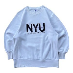 Vintage New York University White Sweater Small 90s New York University Pullover New York Uni Crewneck NYU Sweatshirt Size M