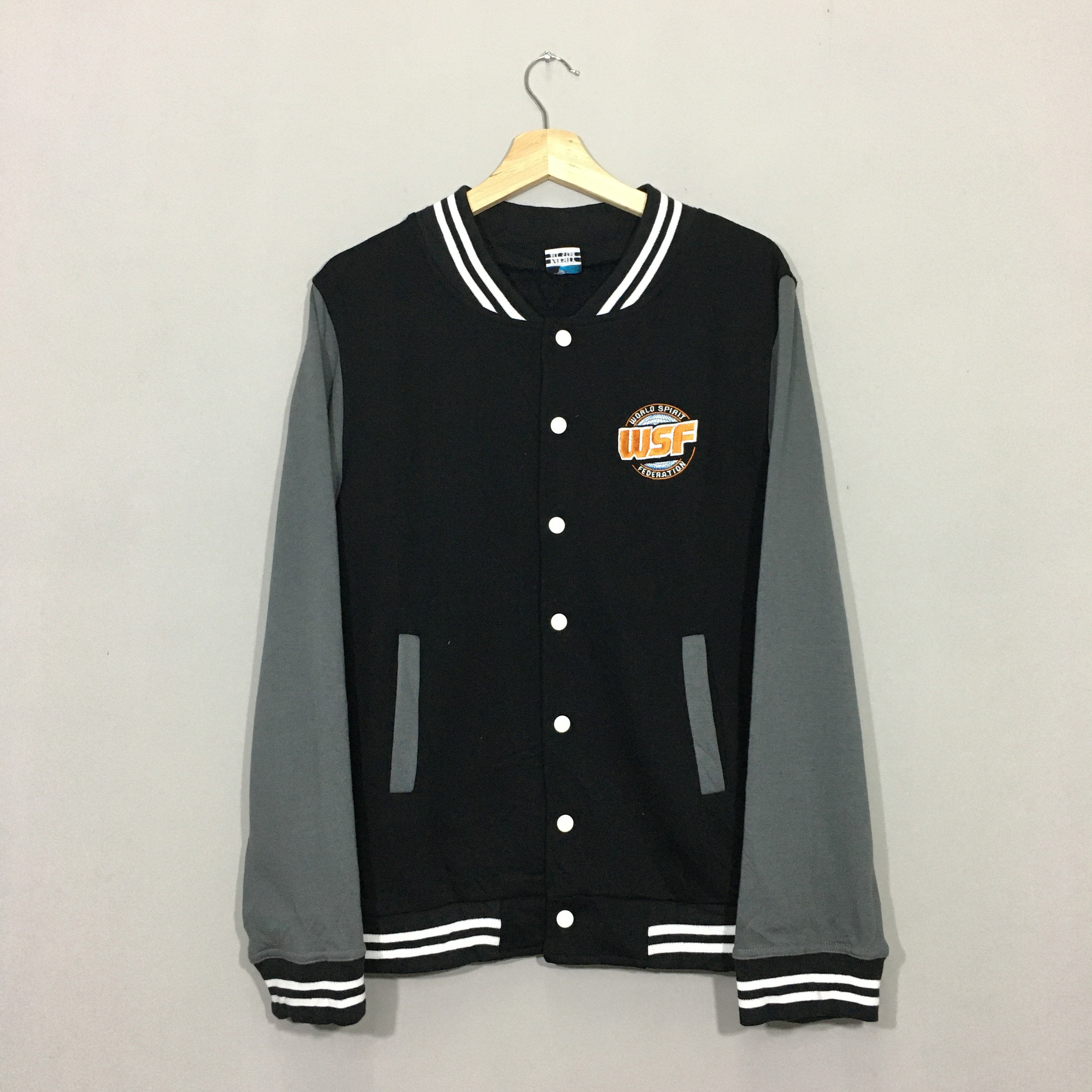 Y2K Varsity Jacket Black College Bomber Jacket WSF World Team Etsy