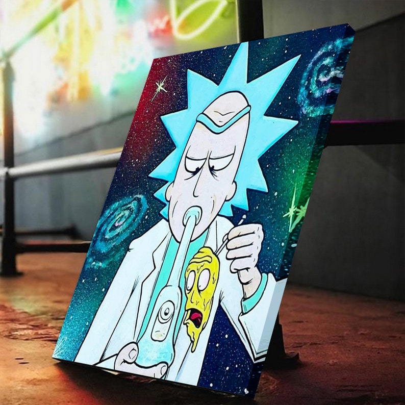 Rick And Morty Cannabis Premium Canvas Set Psychedelic Weed | Etsy