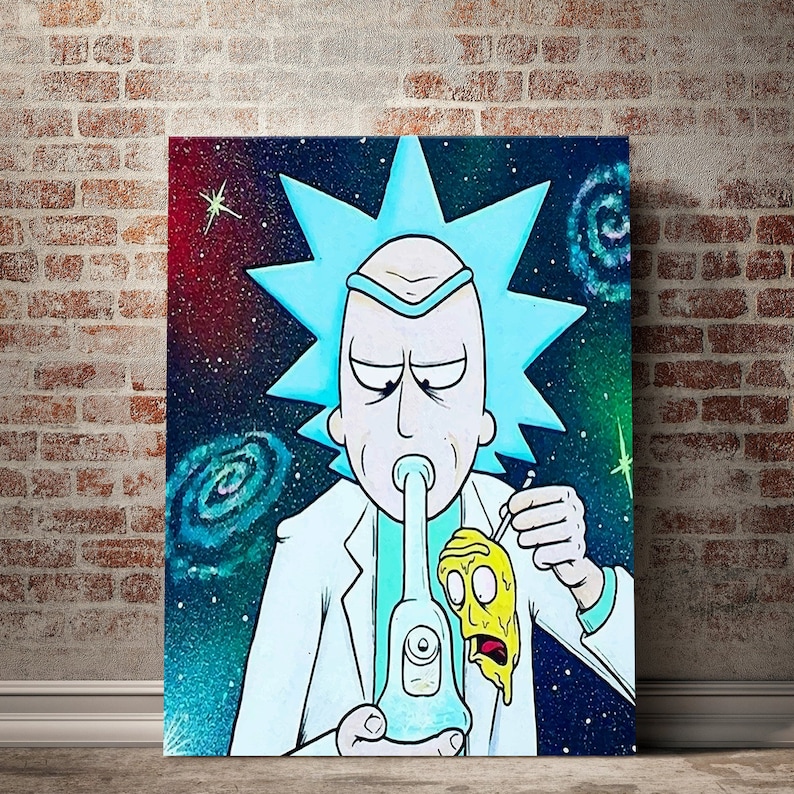 Rick And Morty Cannabis Premium Canvas Set Psychedelic Weed | Etsy