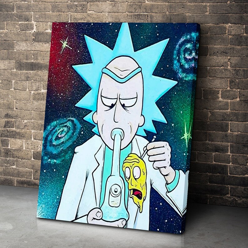 Rick And Morty Cannabis Premium Canvas Set Psychedelic Weed | Etsy