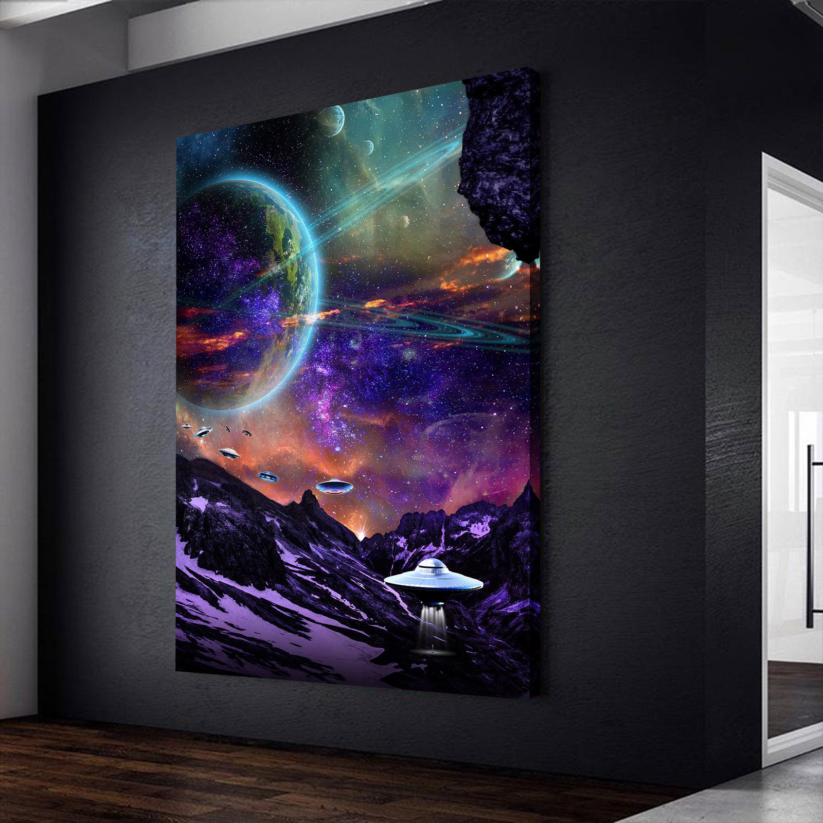 Raum Galaxy gerahmt Leinwand Set Planeten Druck Wandkunst | Etsy