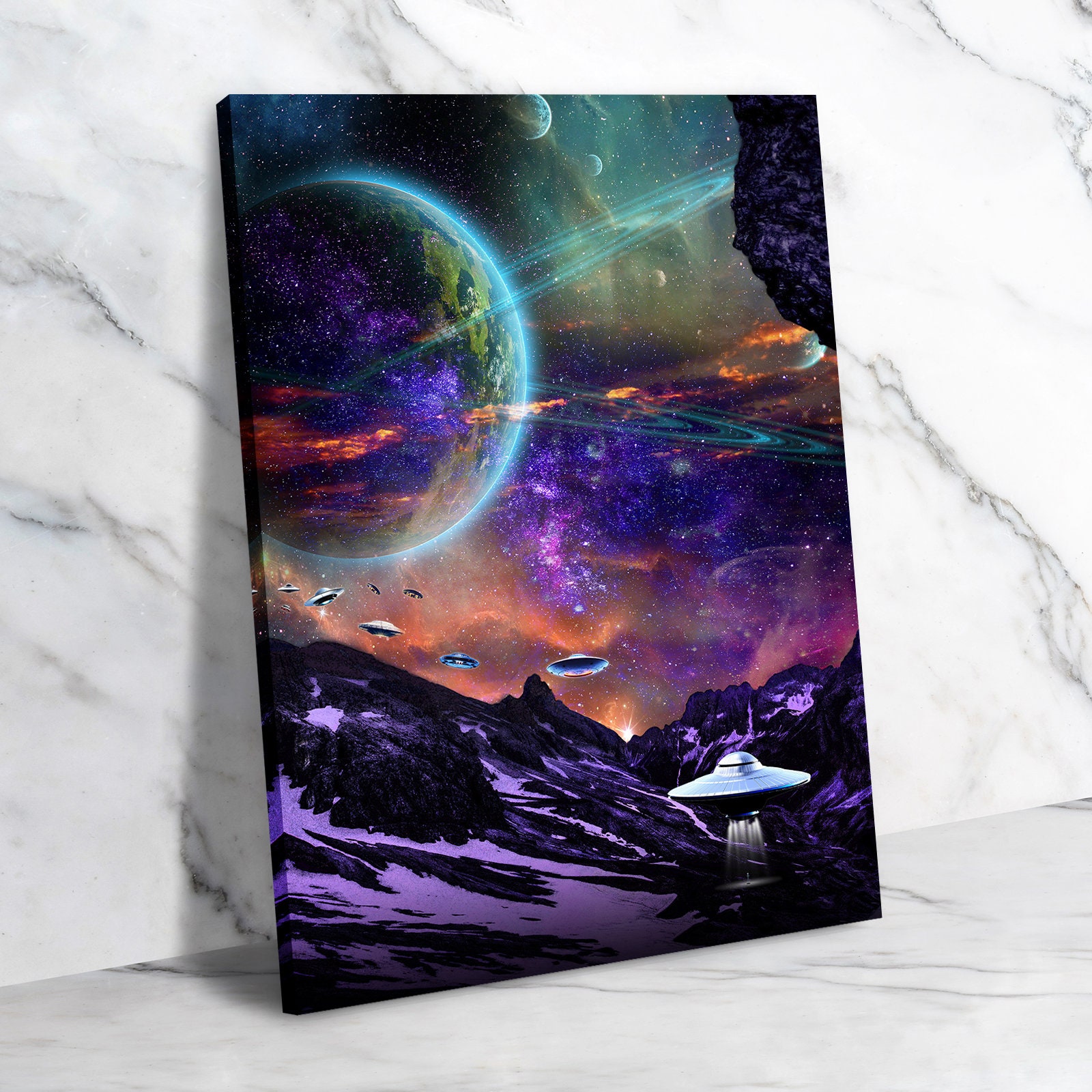 Raum Galaxy gerahmt Leinwand Set Planeten Druck Wandkunst | Etsy