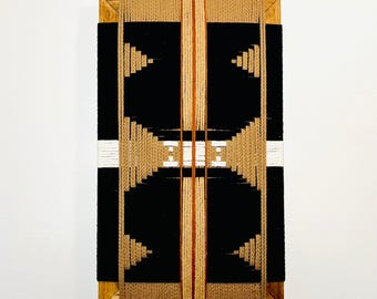 Mid-Century Modern Woven Fiber Art • Framed Wall Tapestry