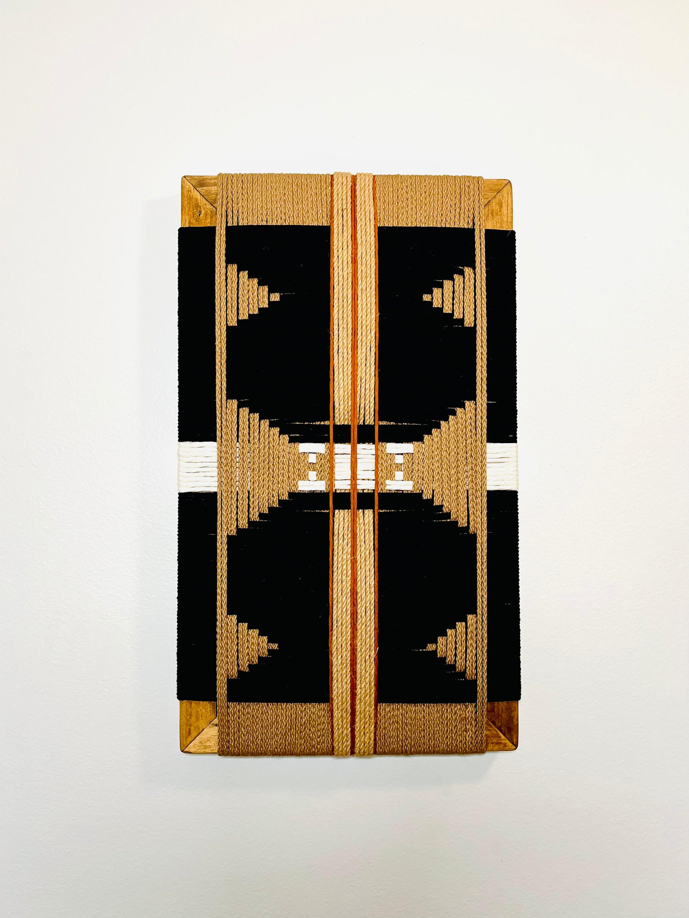Mid-Century Modern Woven Fiber Art * Framed Wall Tapestry