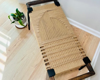 Hand-Woven Entryway Bench • MCM Style End of Bed & Mudroom Seating • (Custom-Made, Multiple Sizes)