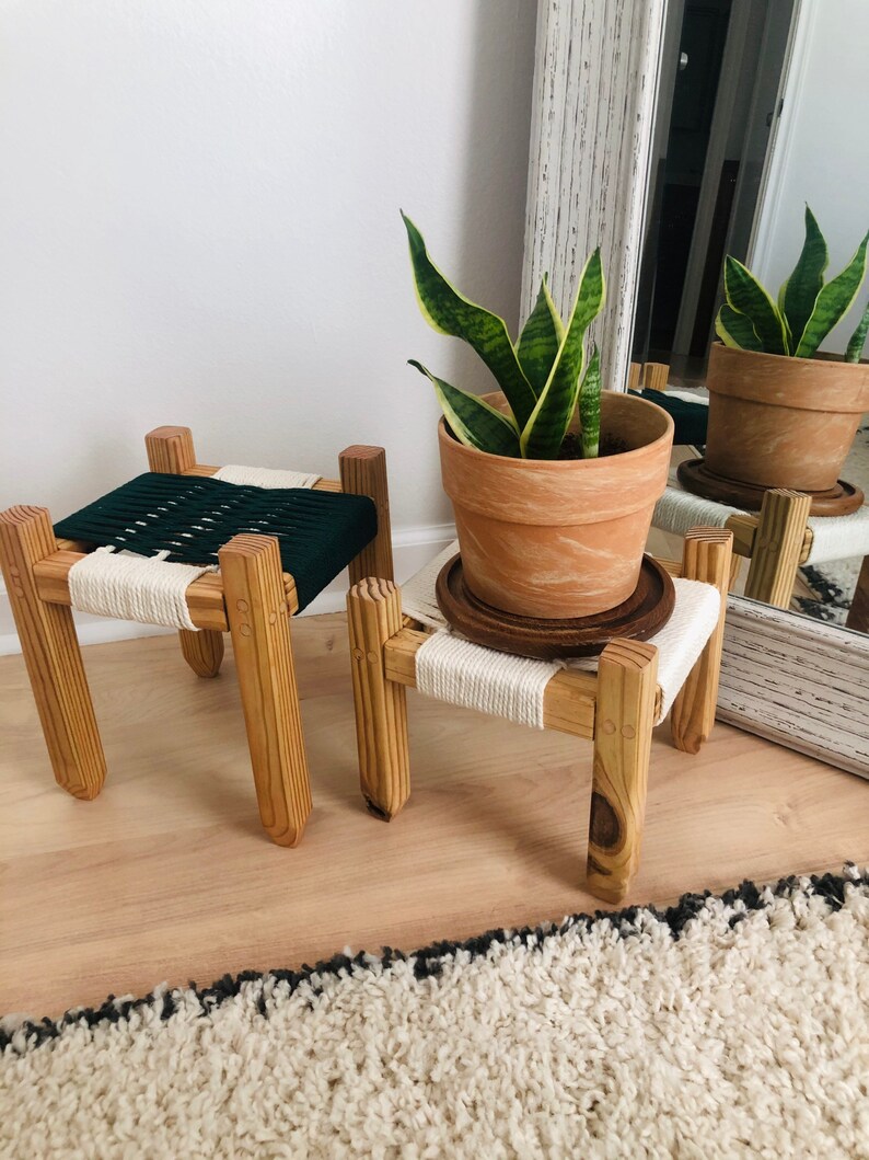 TheWoodandWeaveShop Woven Plant Stand - Thumbnail 3