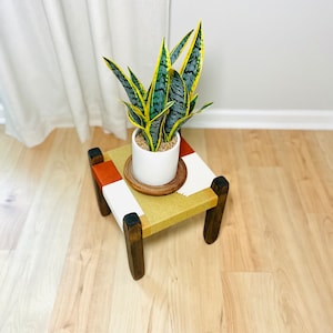 Mid-Century Modern Style Woven Indoor Plant Stand Handmade Customizable BUILT TO ORDER image 4