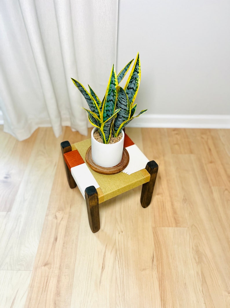 Mid-Century Modern Style Woven Indoor Plant Stand Handmade Customizable BUILT TO ORDER image 4