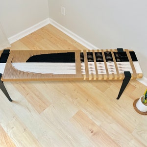 Mid-Century Modern Style Bench Mudroom / Entryway Bench Hand Woven End of Bed Stool Custom Made Handmade & BUILT TO ORDER image 5