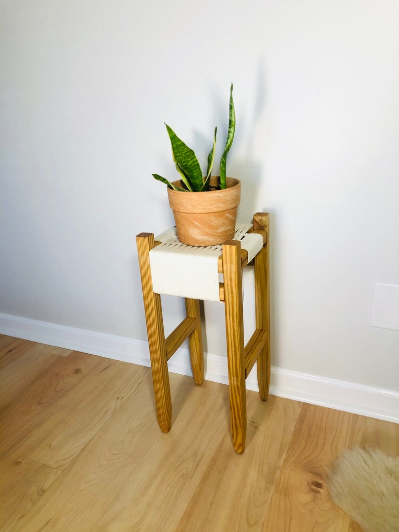 Mid-Century Modern Style Woven Indoor Plant Stand Handmade Customizable BUILT TO ORDER image 3