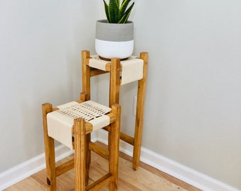 Mid-Century Modern Style Indoor Plant Stands (set of 2)- Boho Plant Stands- Minimalist