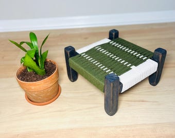 Mid-Century Modern Woven Indoor Plant Stand • Handmade • Customizable • BUILT TO ORDER