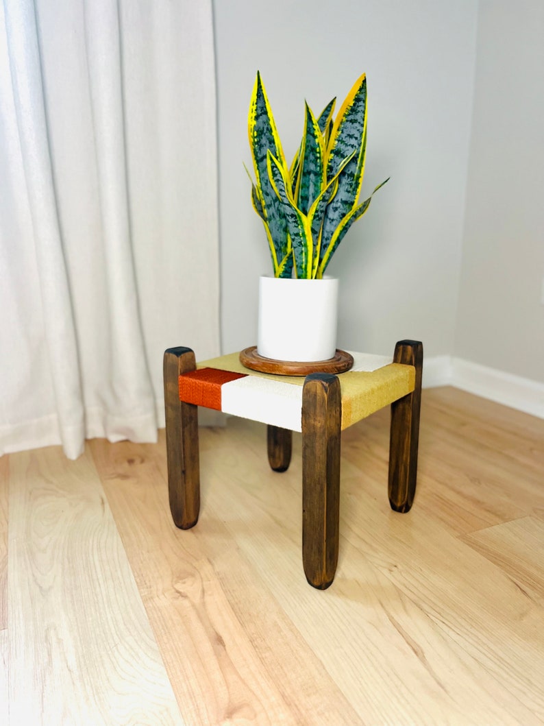 Mid-Century Modern Style Woven Indoor Plant Stand Handmade Customizable BUILT TO ORDER image 5