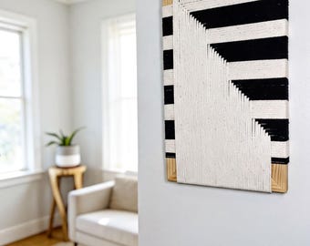 Mid-Century Modern Woven Fiber Art • Framed Wall Tapestry
