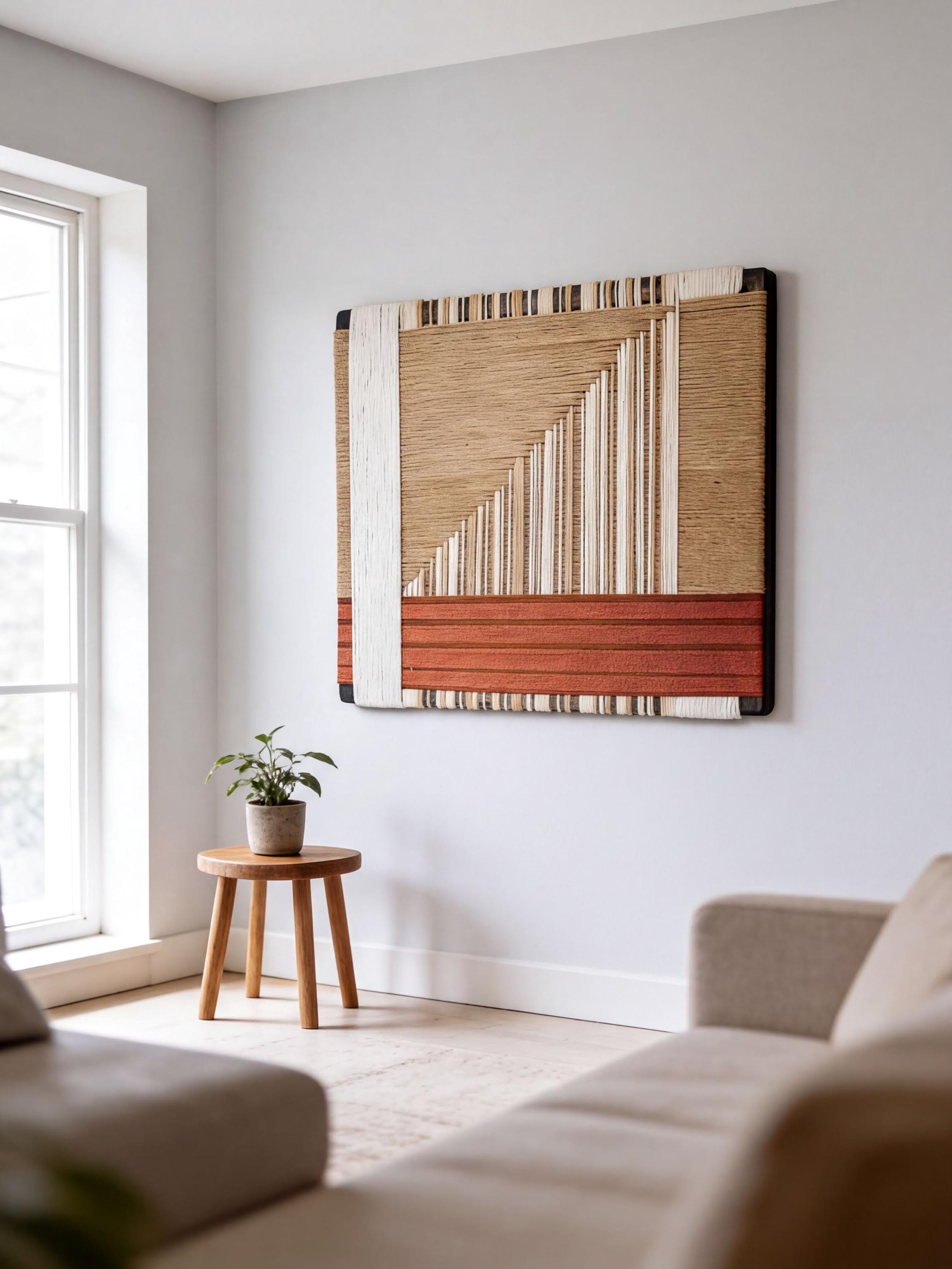 Mid-Century Modern Woven Art Wall Hanging * Handmade Fiber Tapestry