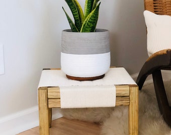 Mid-Century Modern Style Woven Indoor Plant Stand • Handmade • Customizable • BUILT TO ORDER