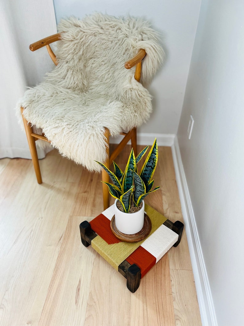 Mid-Century Modern Style Woven Indoor Plant Stand Handmade Customizable BUILT TO ORDER image 6