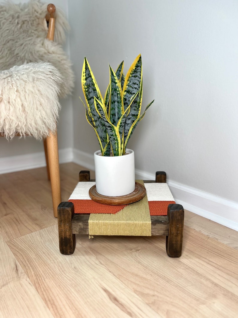 Mid-Century Modern Style Woven Indoor Plant Stand Handmade Customizable BUILT TO ORDER image 7