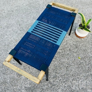 Mid-Century Modern Style Bench • Mudroom / Entryway Bench • Hand Woven End of Bed Stool • Custom Made • Handmade & BUILT TO ORDER