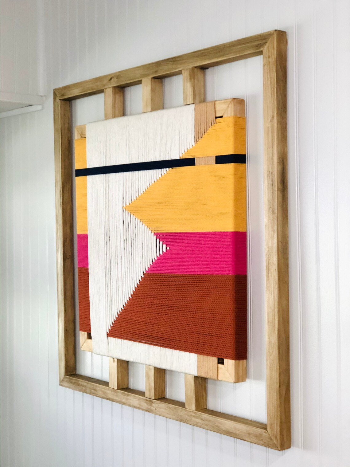 Modern Style Framed Woven Wall Art Handmade Fiber Art Etsy