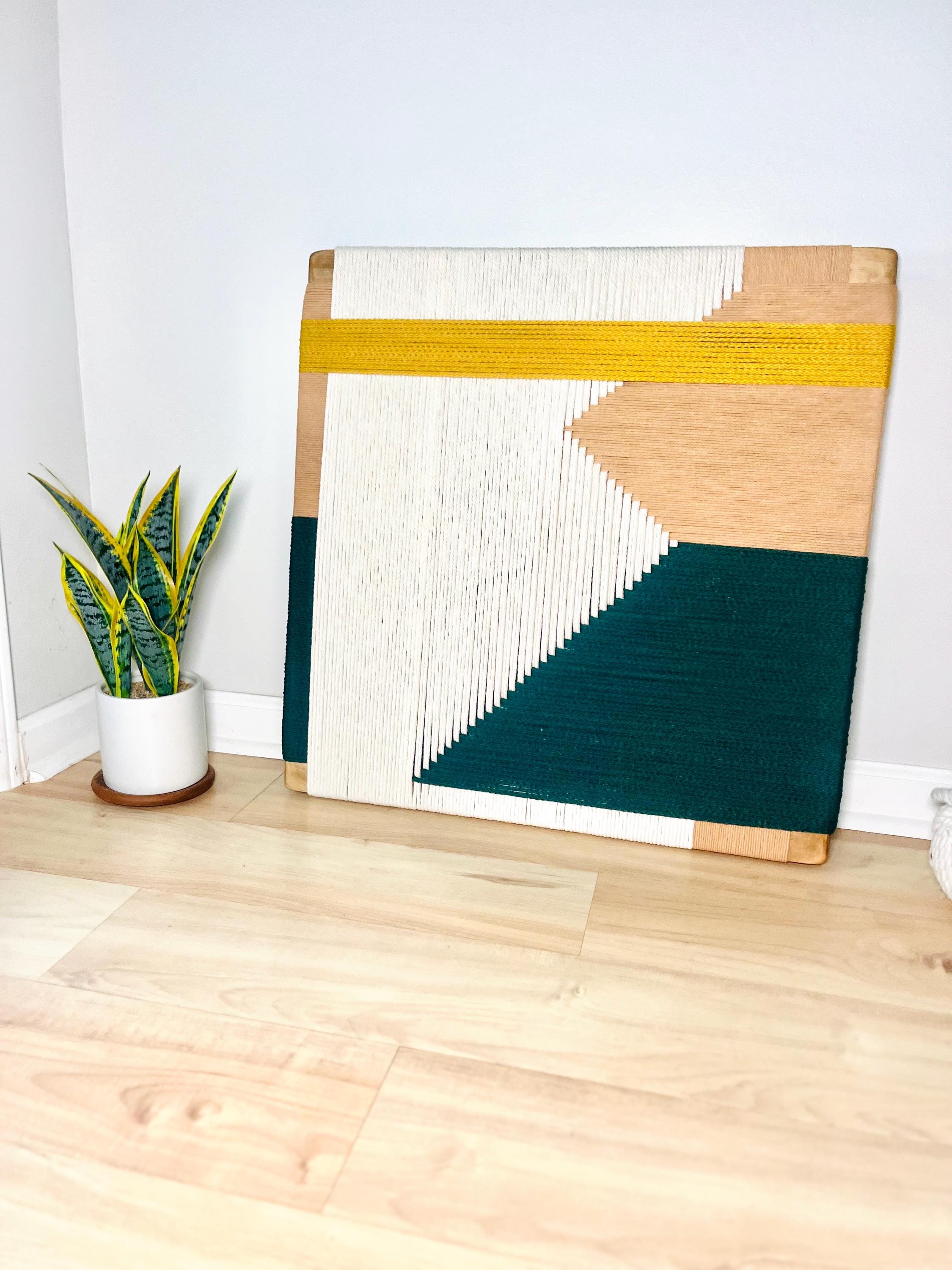 Mid-Century Modern Style Woven Wall Art • Handmade Fiber Art •  Minimal Wall Hanging • Framed Wall Tapestry