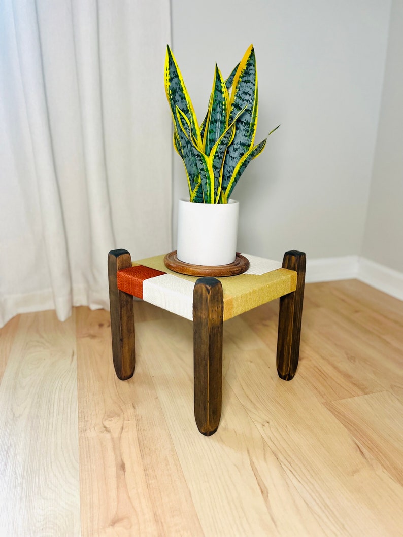 Mid-Century Modern Style Woven Indoor Plant Stand Handmade Customizable BUILT TO ORDER image 7