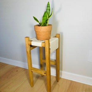 Mid-Century Modern Style Woven Indoor Plant Stand Handmade Customizable BUILT TO ORDER image 5