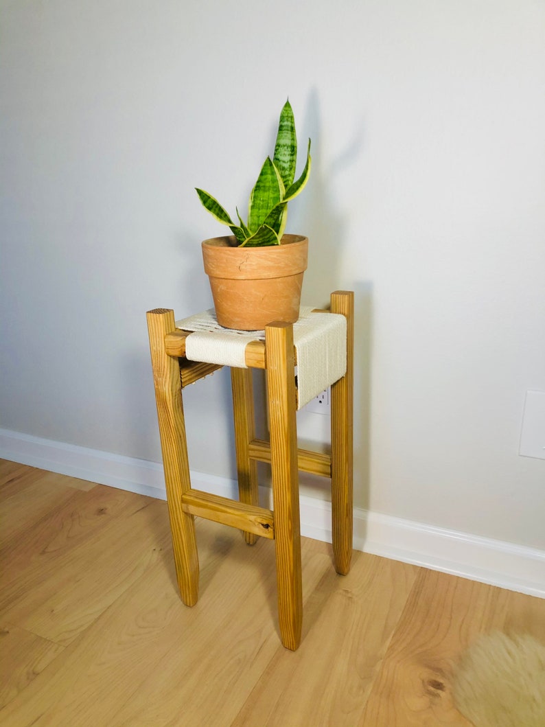 Mid-Century Modern Style Woven Indoor Plant Stand Handmade Customizable BUILT TO ORDER image 5