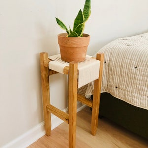 Mid-Century Modern Style Woven Indoor Plant Stand Handmade Customizable BUILT TO ORDER image 1