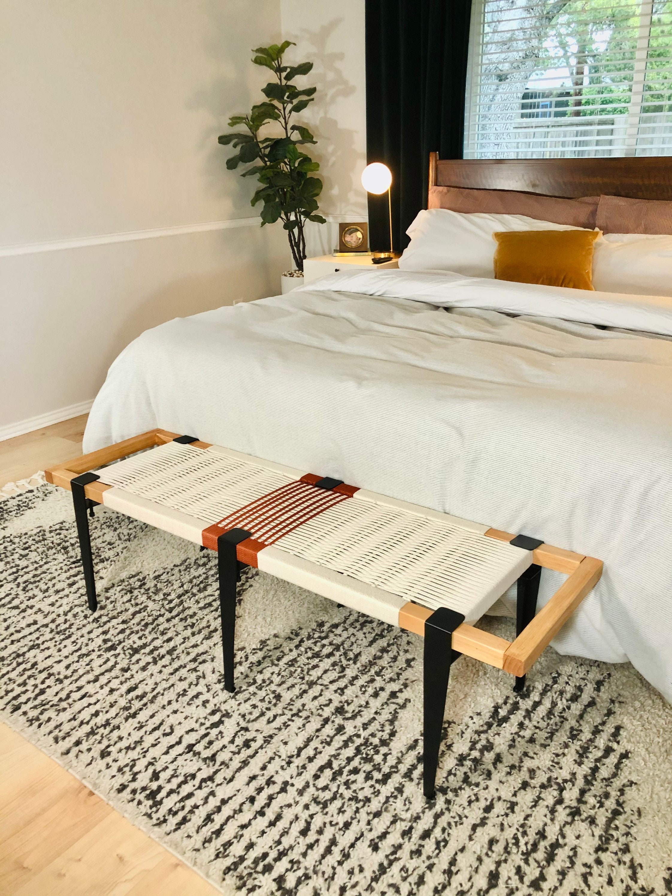 King Size Mid Century Modern Style Bench Modern Entryway Etsy Canada