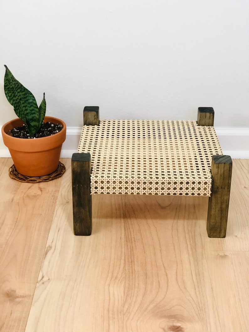 Midcentury Modern Style Indoor Plant Stand With Cane bing Etsy