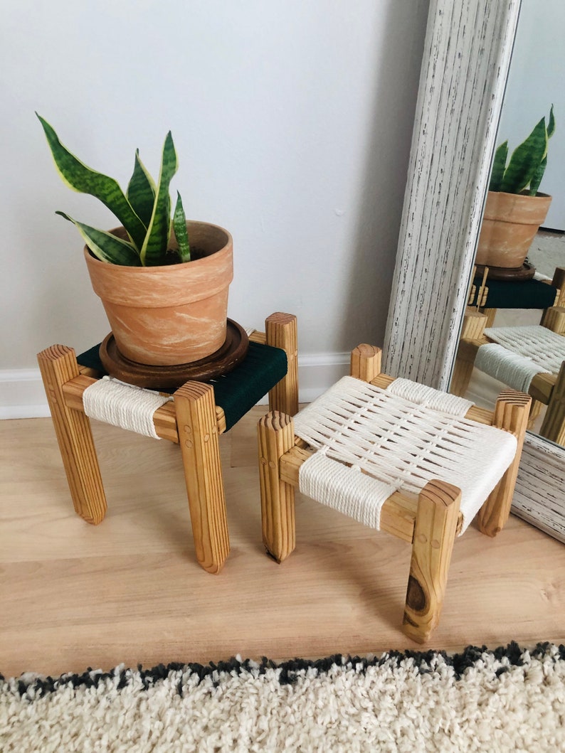 TheWoodandWeaveShop Woven Plant Stand