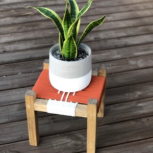 Mid-Century Modern Style Woven Indoor Plant Stand • Handmade • Customizable • BUILT TO ORDER