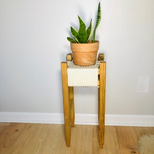 Mid-Century Modern Style Woven Indoor Plant Stand Handmade Customizable BUILT TO ORDER image 7