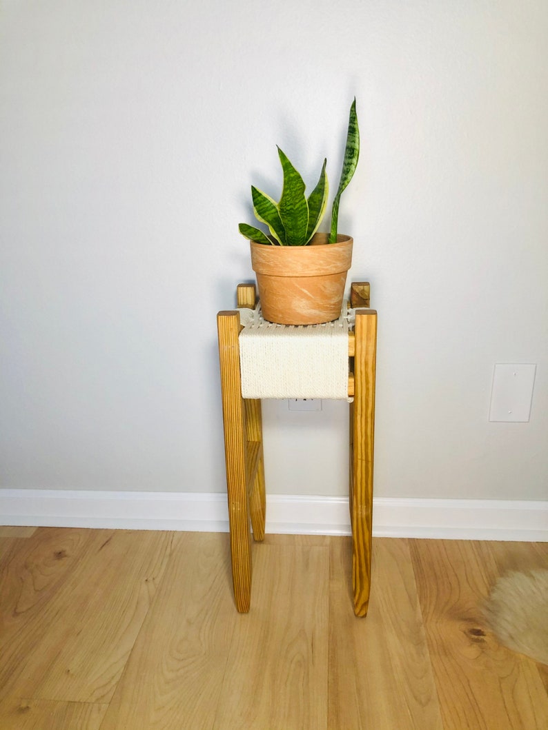 Mid-Century Modern Style Woven Indoor Plant Stand Handmade Customizable BUILT TO ORDER image 7