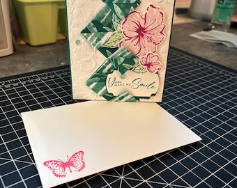 Happy Hibiscus Stampin’ Up Fun Fold Card
