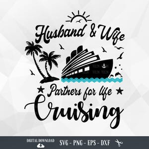 Husband and Wife Cruising SVG: Couple&#39;s Boat Trip Design (Digital Download)