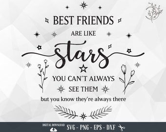 Bester Freund SVG, beste Freunde sind wie Sterne, Freundschaft Zitat, beste Freunde, gute Freunde, Freund, SVG-Dateien für Cricut, PNG, digitaler Download
