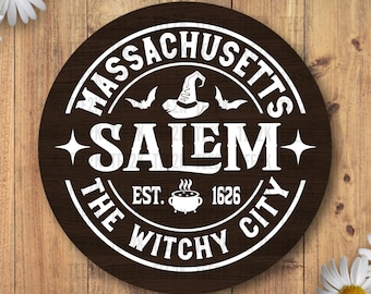 Salem, Massachusetts SVG: Plik z koszulką z motywem czarownicy na Halloween (pobranie cyfrowe)