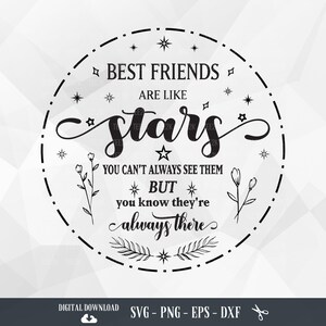 Bester Freund SVG, Beste Freunde sind wie Sterne, Freundschaft Zitat, Beste Freunde, Gute Freunde, Freund, Dateien für Cricut, PNG, digitaler Download