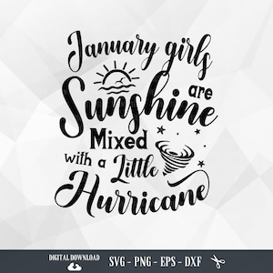 January Girl Sunshine Hurricane SVG: Cricut, PNG (Digital Download)