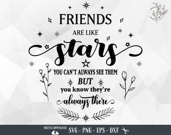 Freund SVG, Freunde sind wie Sterne, Freundschaft, beste Freunde, Freunde, bester Freund, Besties, Familie, Dateien für Cricut, PNG, digitaler Download