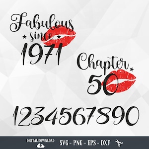 Fabelhaft seit Geburtsjahr mit allen Daten SVG, Kapitel svg, Geburtstag svg, Birthday Diva svg, Fifty, Files for Cricut, PNG, digitaler Download