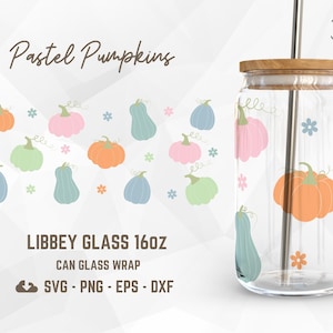 Pastel Pumpkins 16oz Libbey Can Glass Wrap SVG (Digital Download)