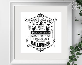 Black Cats Halloween SVG: Witch, Pumpkin, Ghost (Digital Download)