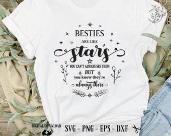 Besties Are Like Stars SVG: Friendship Quote, Cricut Files (Digital Download)