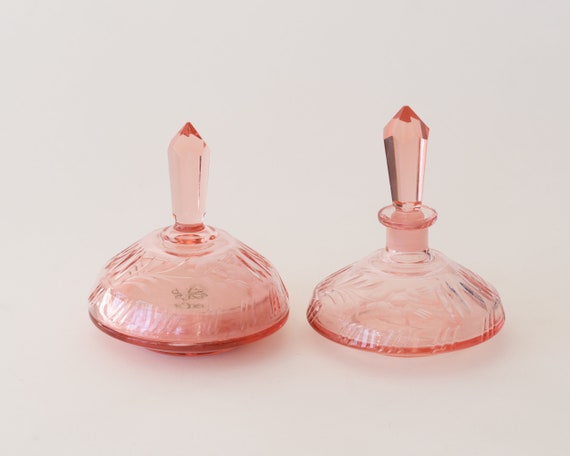 1950s Perfume and Powder: Pink Crystal Set of 2