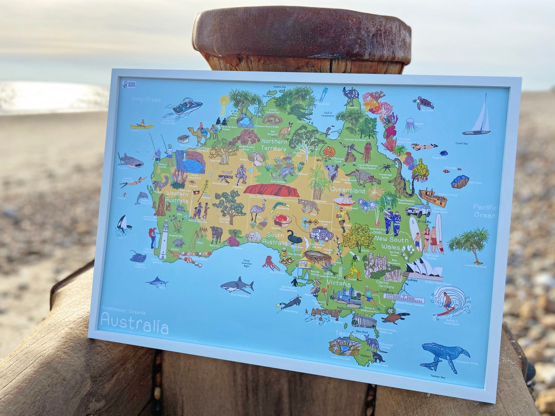 Australia Map AmazingWorld Kids' Maps A3/A2 | Etsy